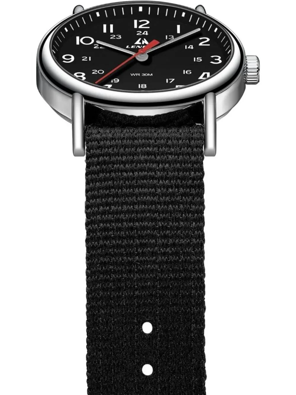 Men's Black Silver Nylon Strap Stylish Luminous Unisex Military Tactical Watch